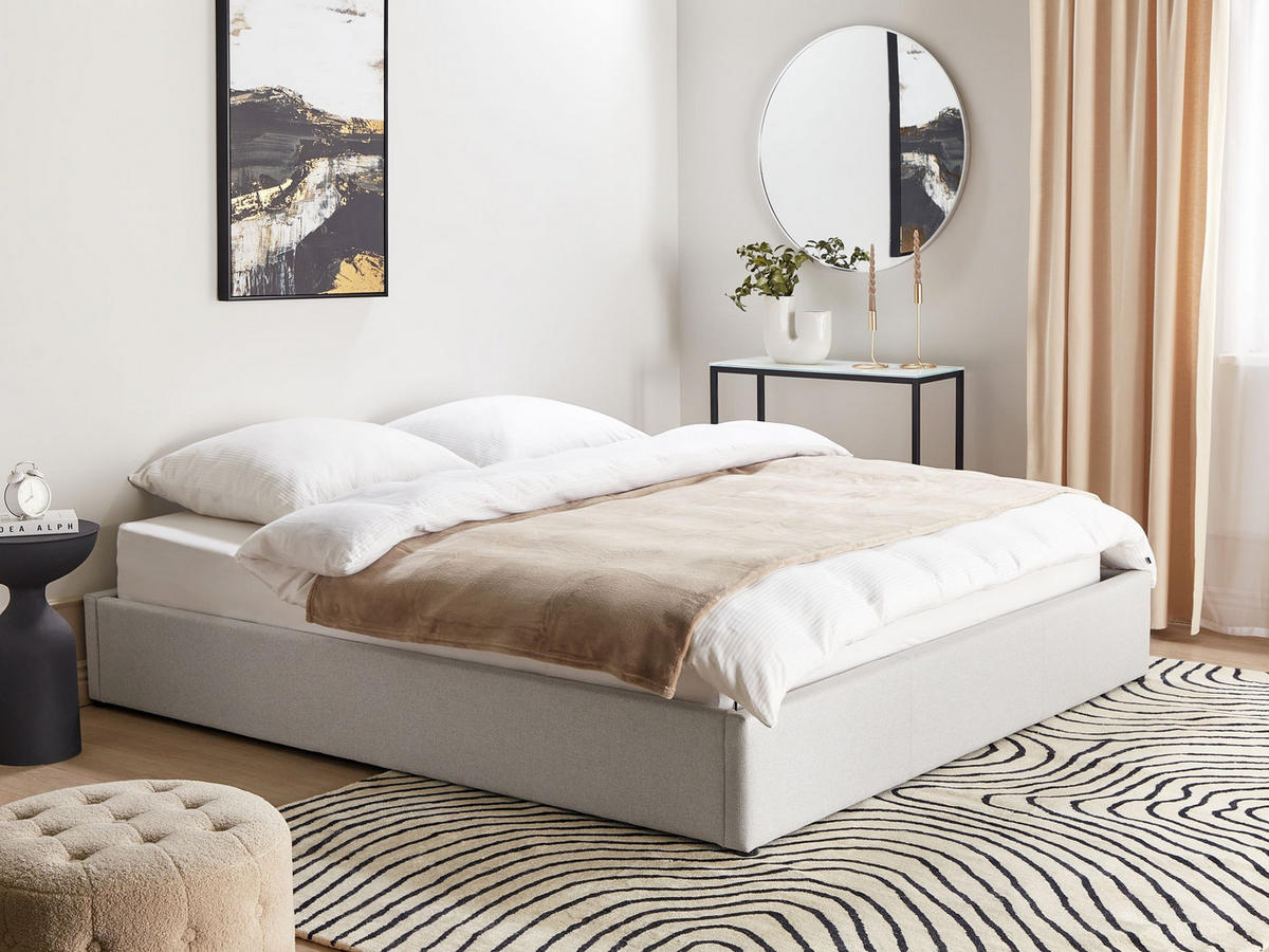 POLSTERBETT 180x200 cm Grau Dinan - Hellgrau, Textil (180/200cm) - Beliani