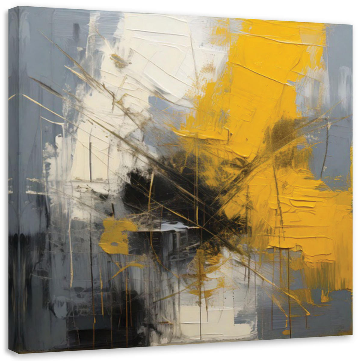 LEINWANDBILD Abstraktion Impressionismus Gold Modern 60x60cm - Goldfarben, Textil (60/60cm) - Feeby