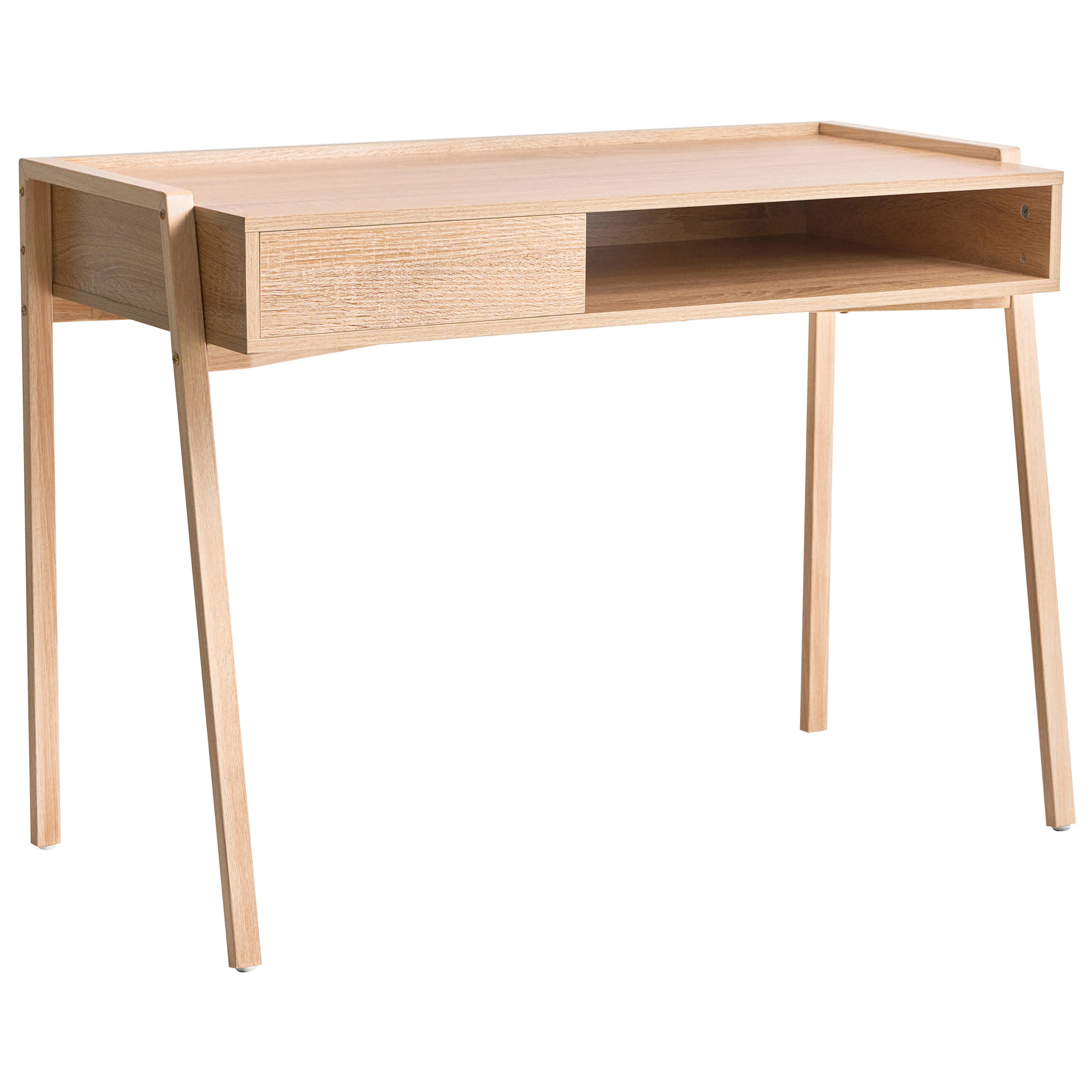 SCHREIBTISCH 107/48 cm Hellbraun Kofoten - Hellbraun/Braun, Holzwerkstoff/Metall (48/107/76cm) - Beliani