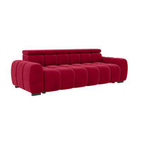 BIGSOFA ALESSIO Velours Rot mit elektrischer Sitztiefenverstellung - Rot, Kunststoff/Textil (248/77/108cm) - 99rooms