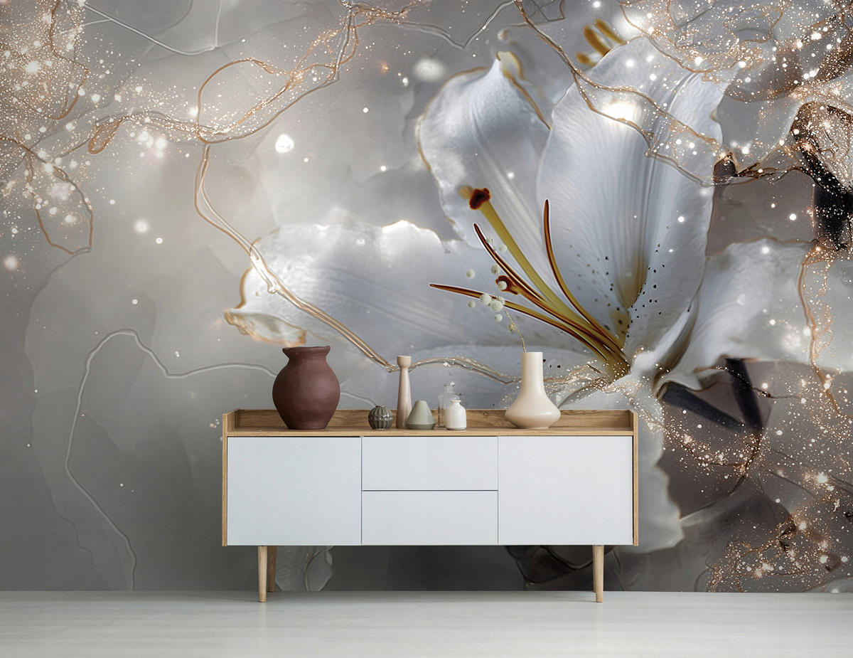 FOTOTAPETE Blumen Lilien Beige 250x175 cm - Multicolor, Papier (250/175cm) - Wallarena