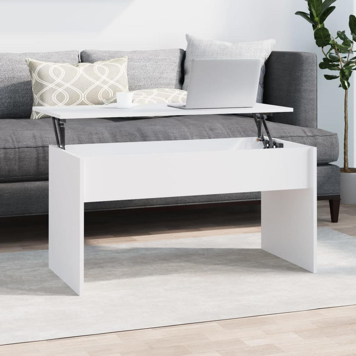 COUCHTISCH Weiß 102x50,5x52,5 cm Holzwerkstoff - Weiß, Holzwerkstoff (102/50.5/52.5cm) - furnicato