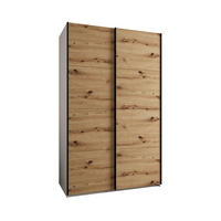 SCHWEBETÜRENSCHRANK 245,5/160/64 2-türig - Schwarz/Eiche Artisan, Holz/Metall (160/245/64cm) - Abiks Möbel