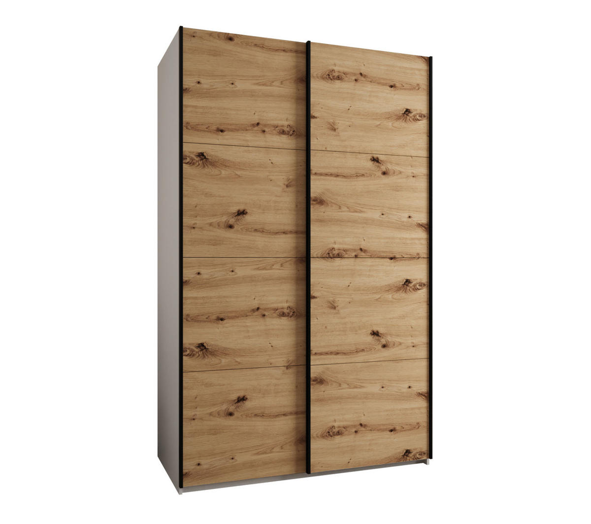 SCHWEBETÜRENSCHRANK 245,5/160/64 2-türig - Schwarz/Eiche Artisan, Holz/Metall (160/245/64cm) - Abiks Möbel