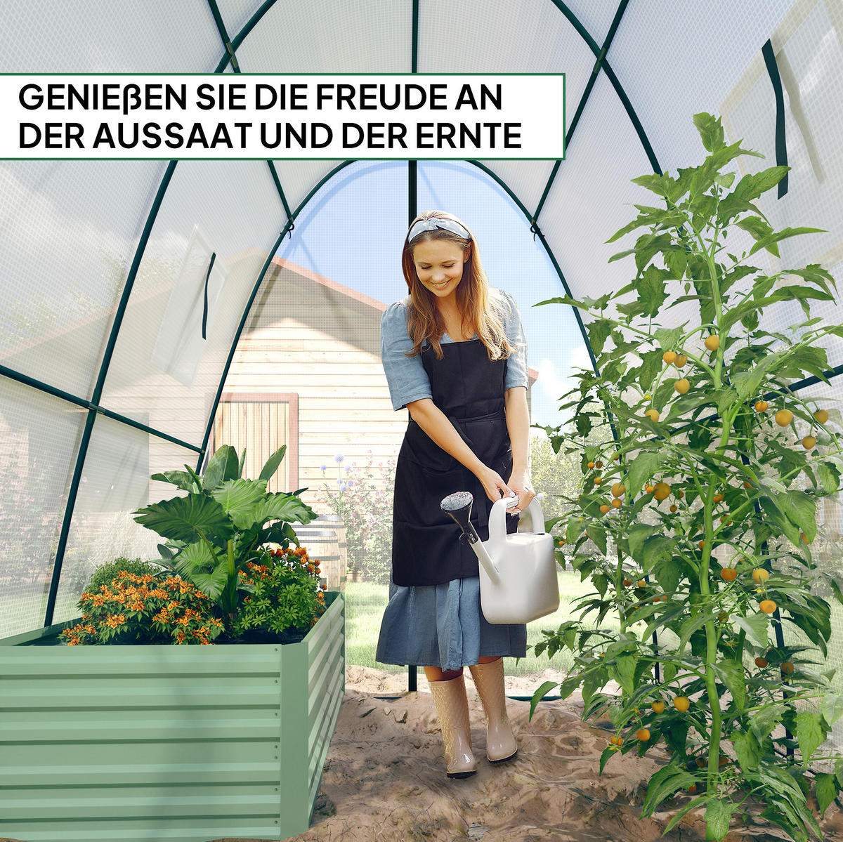 GEWÄCHSHAUS 180/180/200 cm Weiß aus Kunststoff mit 2 Reißverschlusstüren - Weiß, Kunststoff (180/200/180cm) - OKMYHOME