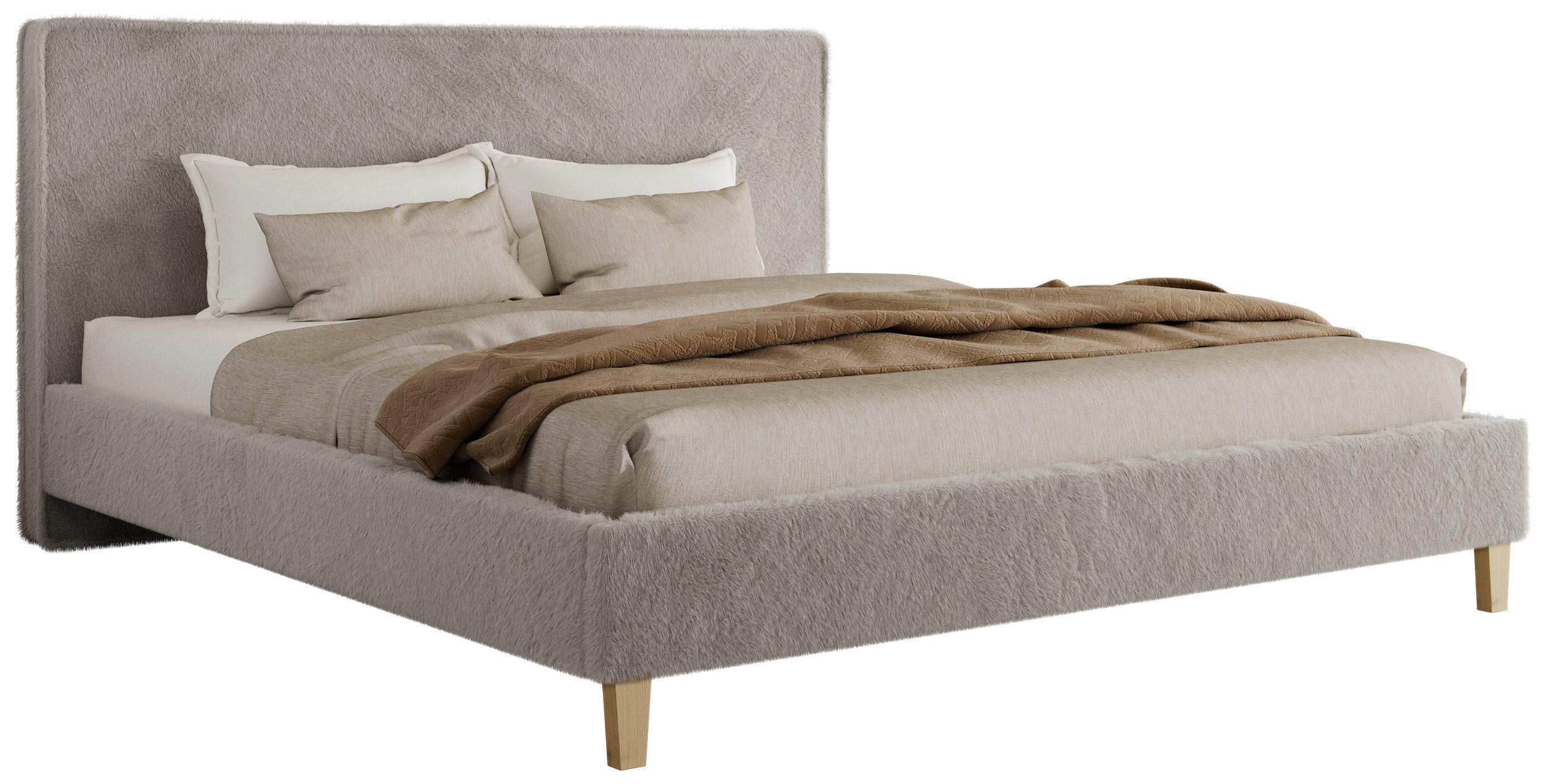 ČALÚNENÁ POSTEĽ LUMARO CLASSIC 140/200 - Svetlosivá Plyš - Matrac Multipocket - svetlosivá/jadrový buk, drevo/textil (140/200cm) - MKS