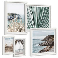 BILDER SET 5er Set - 50x50 cm & 20x30 cm & 40x60 cm Weißer Rahmen - Strandtreppe Schaukel Meer - Weiß, Kunststoff (40/60cm) - TULUP