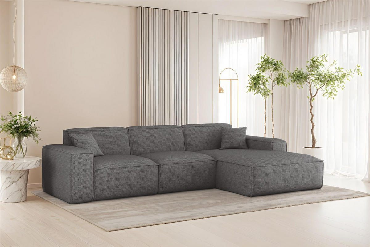 ECKSOFA Celes Premium In Artico - Grau, Holzwerkstoff/Textil (266/165cm) - Fun Möbel