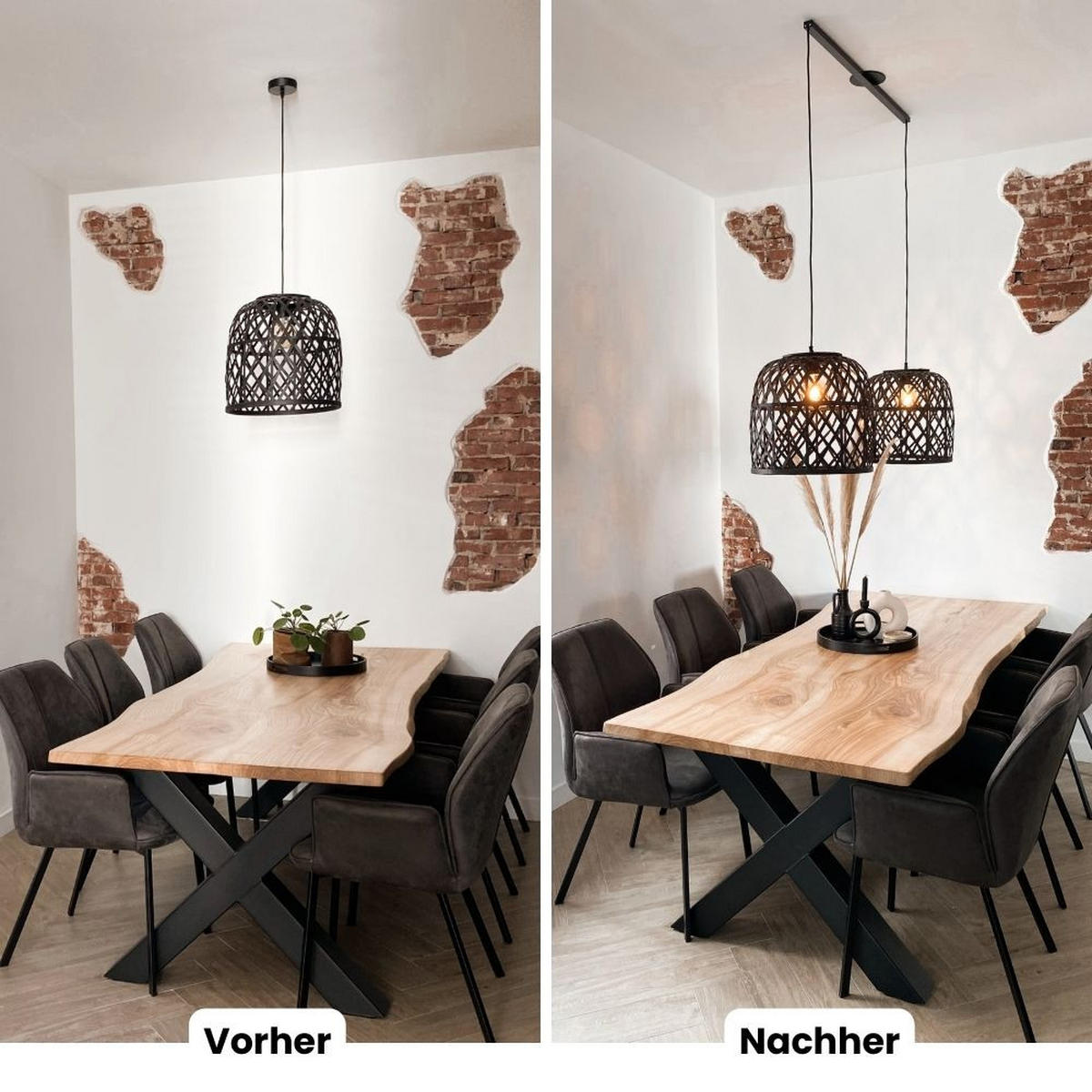 AUFHÄNGESYSTEM für zwei Hängelampen - Twin - 110cm - Mattschwarz - Verstellbare Lampenaufhängung - Pendelleuchten Schieben und Drehen - Schwarz, Metall (110/3/2cm) - Lightswing®