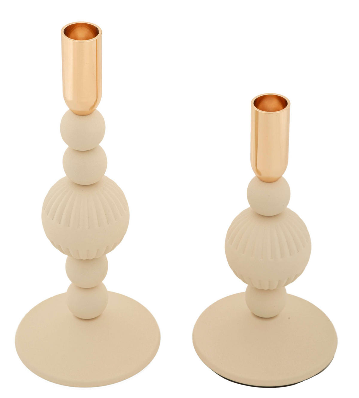 KERZENHALTER und Aster - Beige, Metall (10/25.5/10cm) - Mauro Ferretti