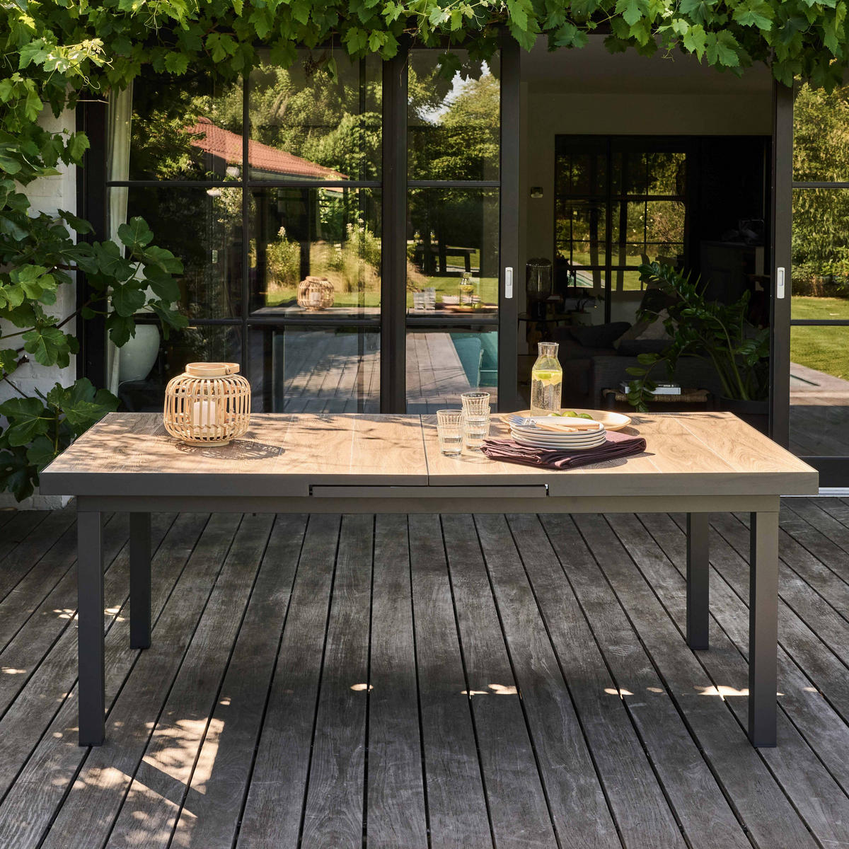 GARTENSET 11-tlg., Braun/Grau - Grau, Metall - Oviala