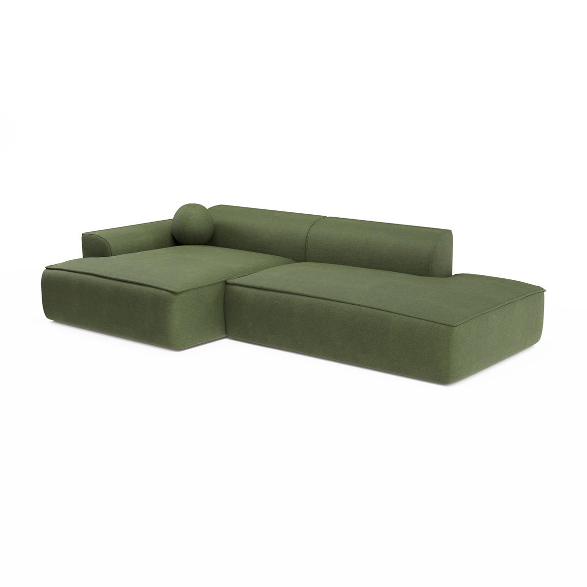 ECKSOFA LINKS Rastergewebe Olivgrün 260cm - Olivgrün, Textil (155/260cm) - Sia Home