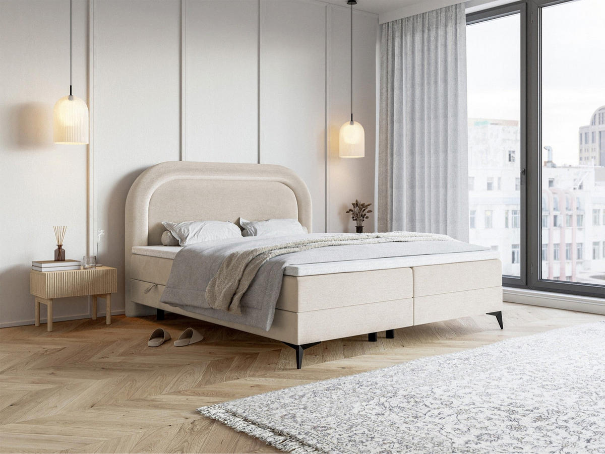 BOXBETT Loreo Greige Samt wasserfest 140x200 cm - Taupe/Schwarz, Kunststoff/Textil (140/200cm) - Selsey