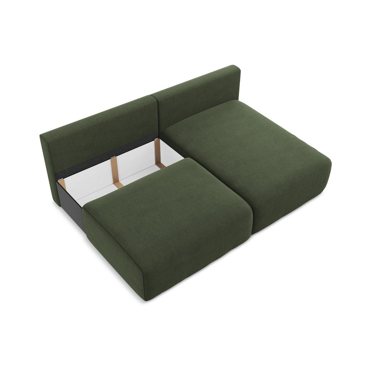 ECKSOFA mit Schlaffunktion rechts Strukturstoff Stoff Grün - Blau/Schwarz, Kunststoff/Textil (210/149cm) - LaMiaSofa