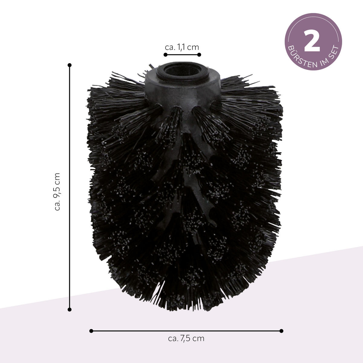 ERSATZBÜRSTENKÖPFE PIAZZA & LUCENTE 2er-Set, schwarz - Schwarz, Kunststoff (1.1/9.5cm) - bremermann