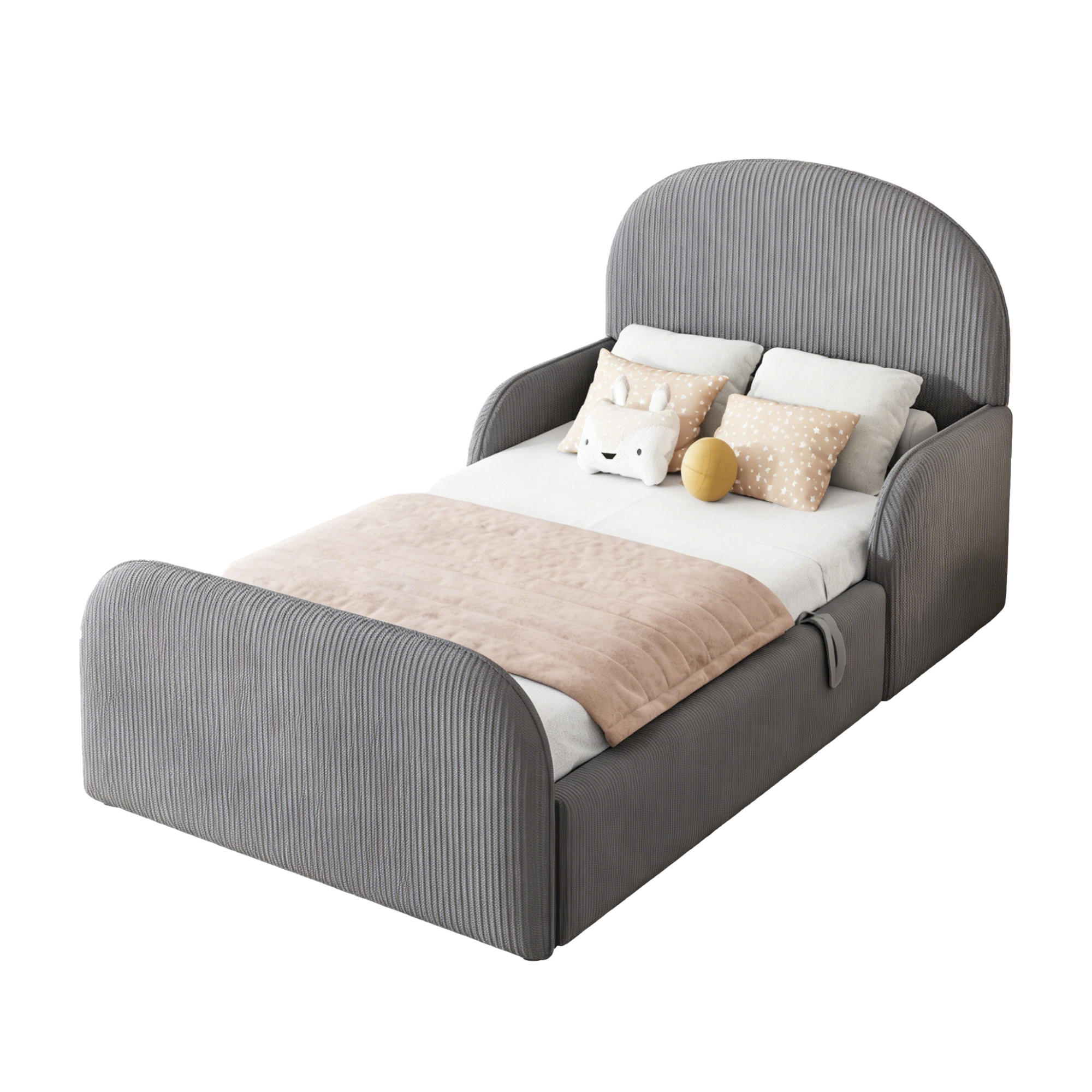 KINDERBETT mit Stauraum 90x200 cm Samt Grau - Grau, Metall (90/200cm) - Meubliv