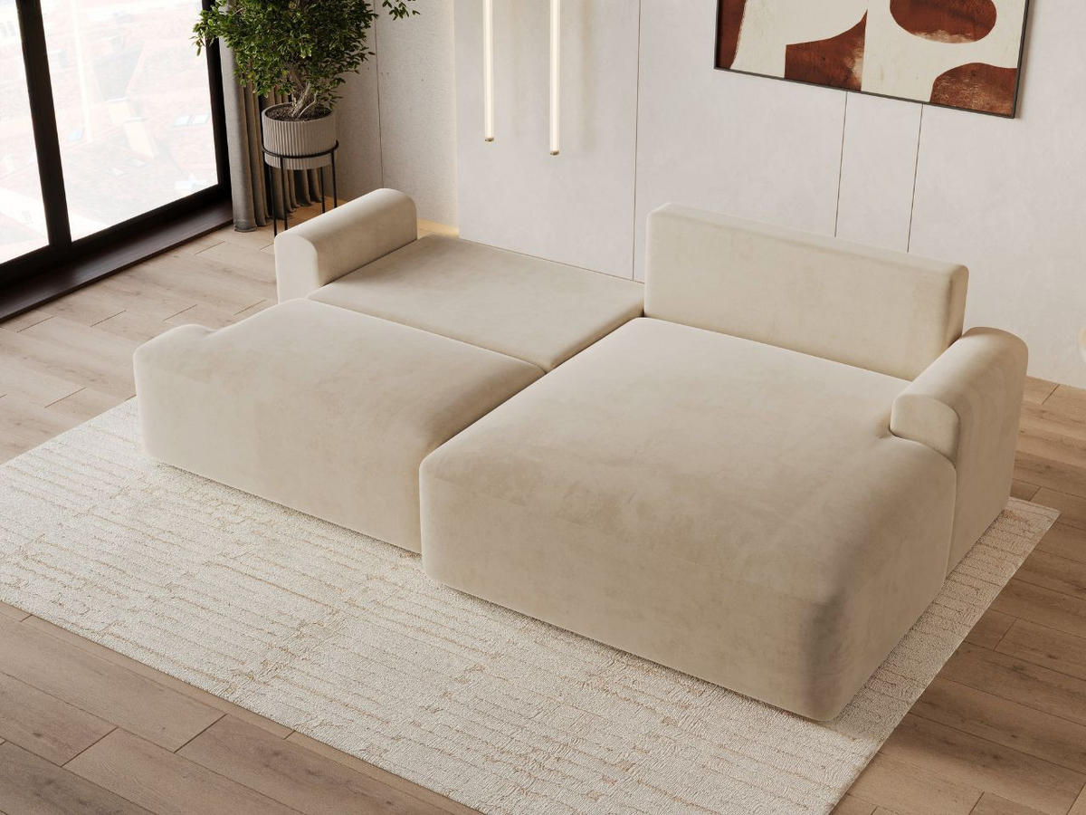 ECKSOFA Serene Beige Links - Beige, Holz/Textil (259/145cm) - Graingold