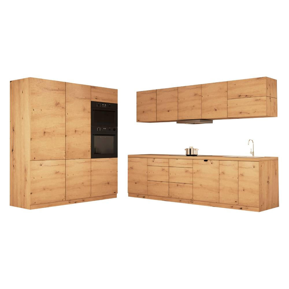 KÜCHENZEILE 320 cm - Langen KL16-M320 - in Artisan Eiche - Eiche Artisan, Holz (480/212/58cm)