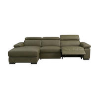 ECKSOFA Plutone Echtleder mit 1 x Relaxfunktion Olivgrün - Olivgrün, Leder/Metall (286/165cm)