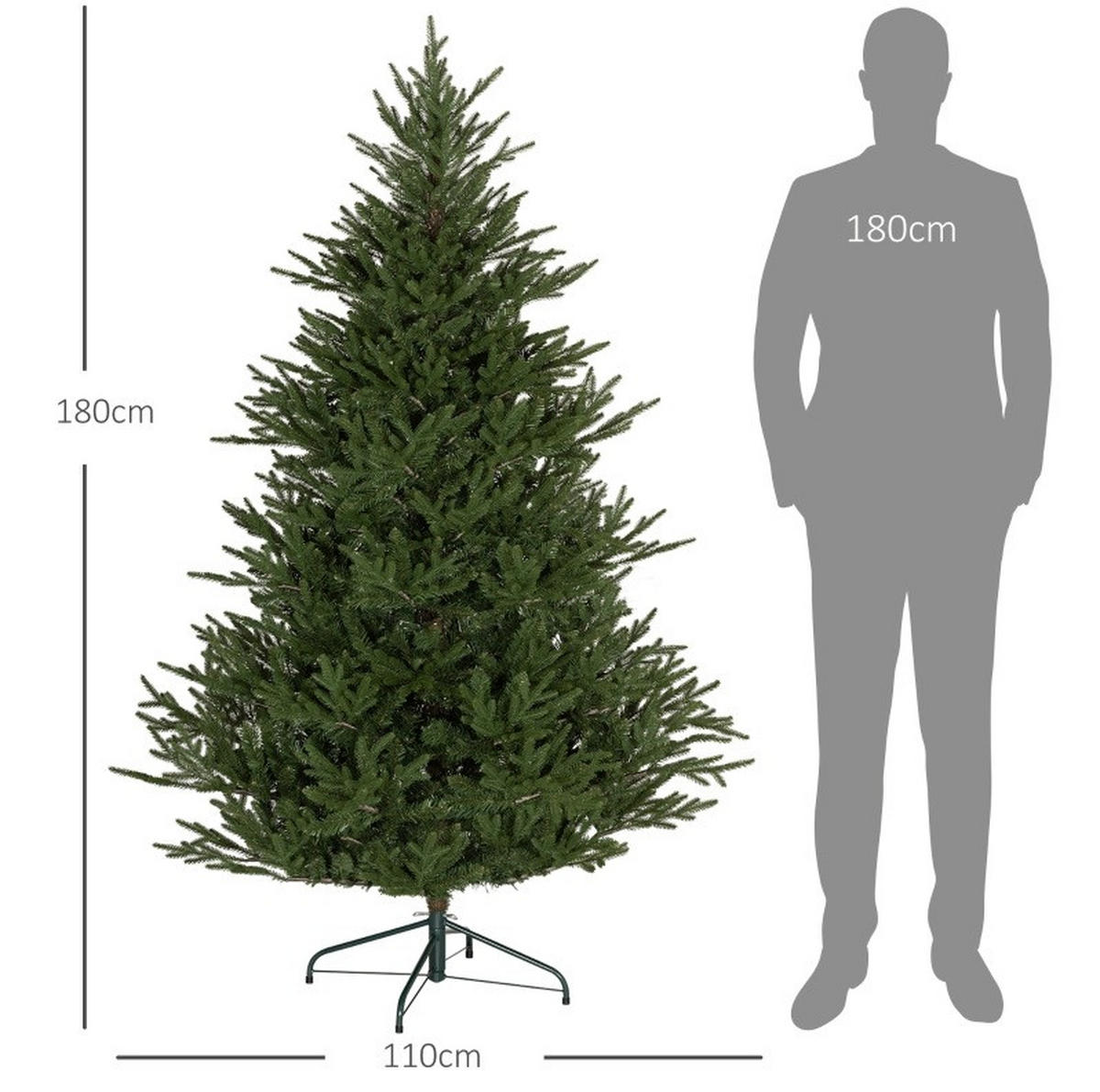 WEIHNACHTSBÄUME 110/110/183 cm grün aus Kunststoff mit Schnellaufbau - Grün, Kunststoff (183cm) - OKWISH