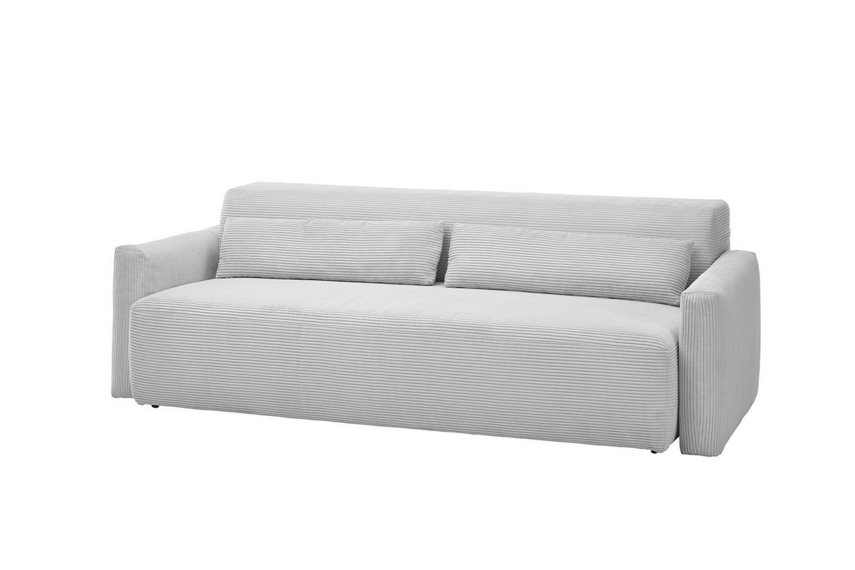 SCHLAFSOFA NEO Hellgrau Cord - Hellgrau/Schwarz, Kunststoff/Textil (233/75/108cm) - KAWOLA