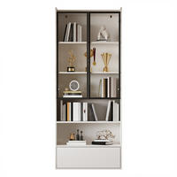 VITRINE 80x34x180 cm Weiß mit LED und Schublade - Weiß, Holzwerkstoff (80/180/34cm) - FLIEKS