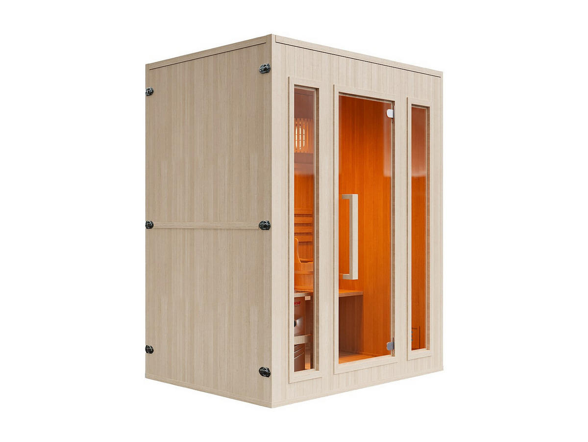 FINNISCHE Sauna - 3 Personen - Holz, Platte - Naturfarben Hell - - Naturfarben, Holz (150/190/120cm) - Vente-Unique