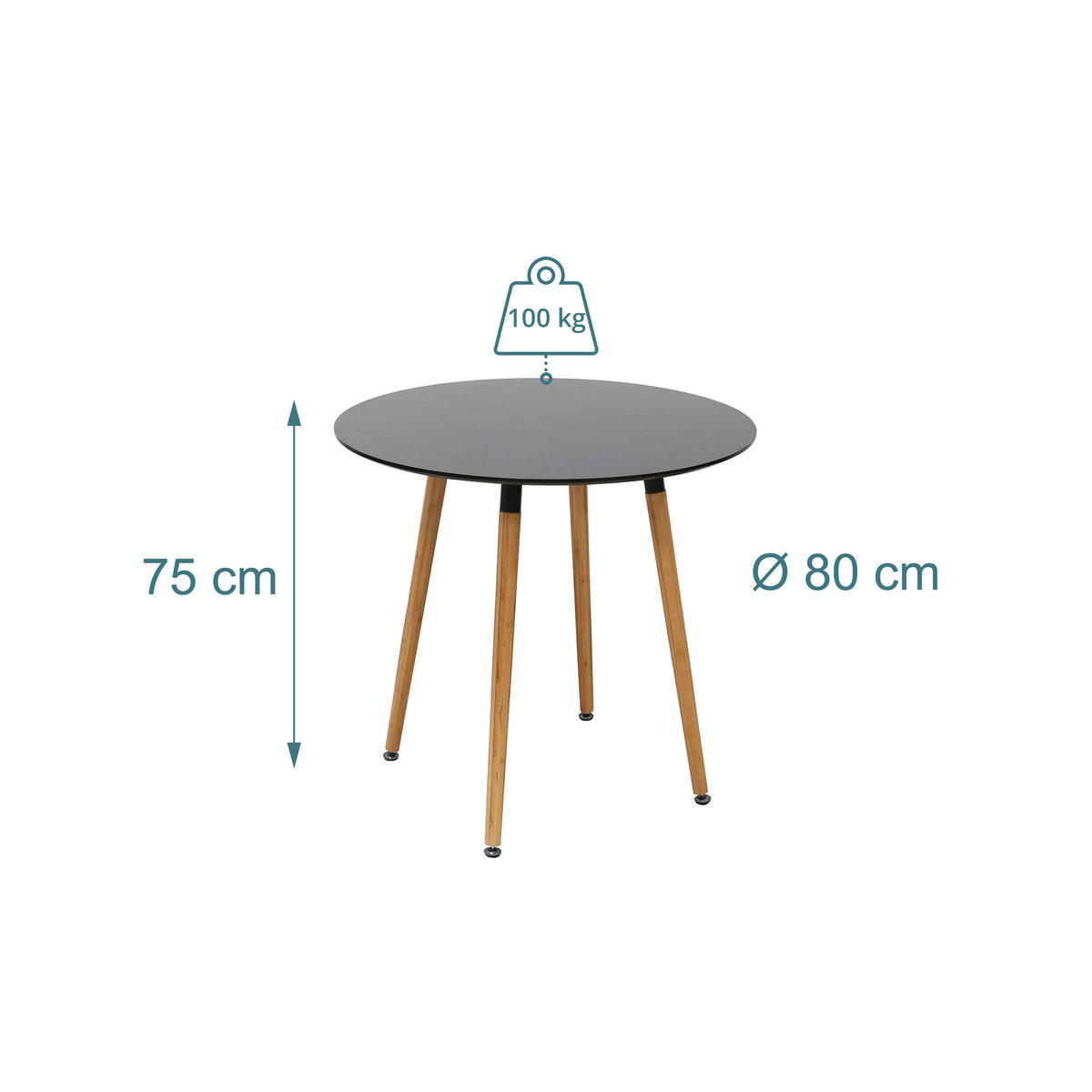 JÍDELNÍ stůl - různobarevná, kov/dřevo (80/80/75cm) - Relaxdays