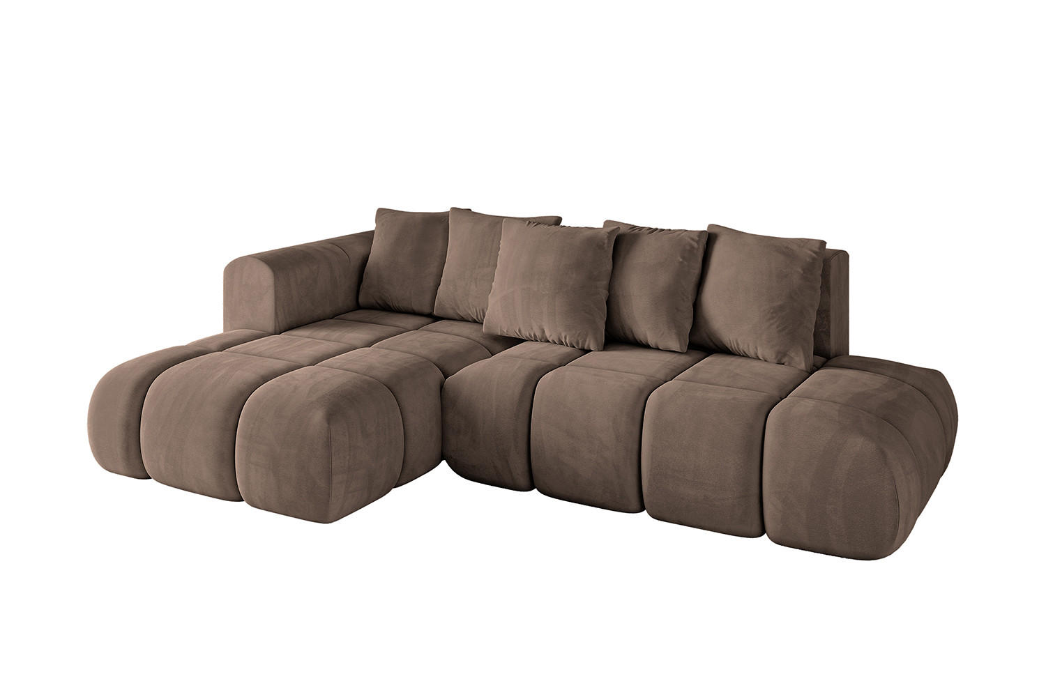 ECKSOFA Ottomane Links CLOUD-L-v1 289x180x40 Braun Velours - Braun, Holzwerkstoff/Kunststoff (180/289cm) - ALTDECOR