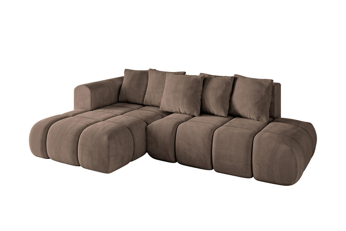 ECKSOFA Ottomane Links CLOUD-L-v1 289x180x40 Braun Velours - Braun, Holzwerkstoff/Kunststoff (180/289cm) - ALTDECOR