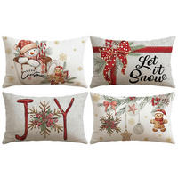 KISSENBEZÜGE 4er Set 30 x 50 cm Weihnachten Schneemann Lebkuchenmann Rot - Multicolor, Textil (30/50cm)