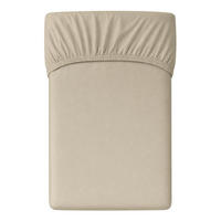 MAKO-SATIN-SPANNBETTLAKEN 140x200 - 150x200 cm, Bettlaken aus 100% Baumwolle mit Rundum-Gummizug, Spannbetttuch Taupe - Taupe, Textil (140/200cm) - Carpe Sonno