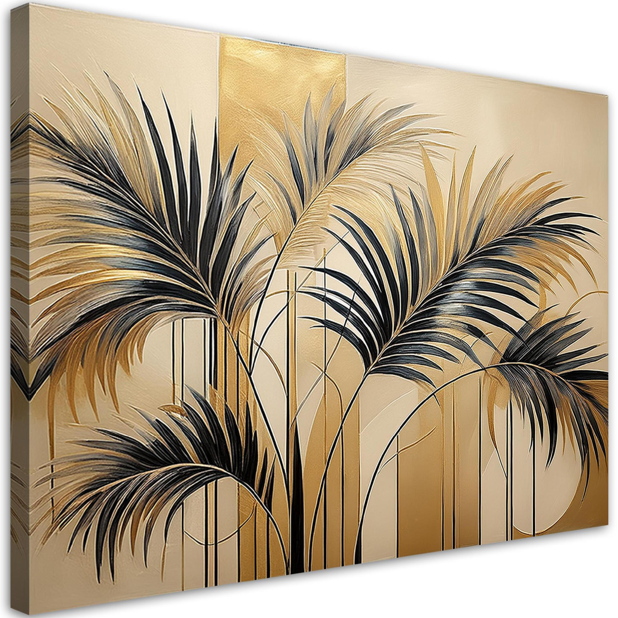 WANDBILD blätter pflanzen minimalistisch - Beige, Textil (60/40cm) - Feeby