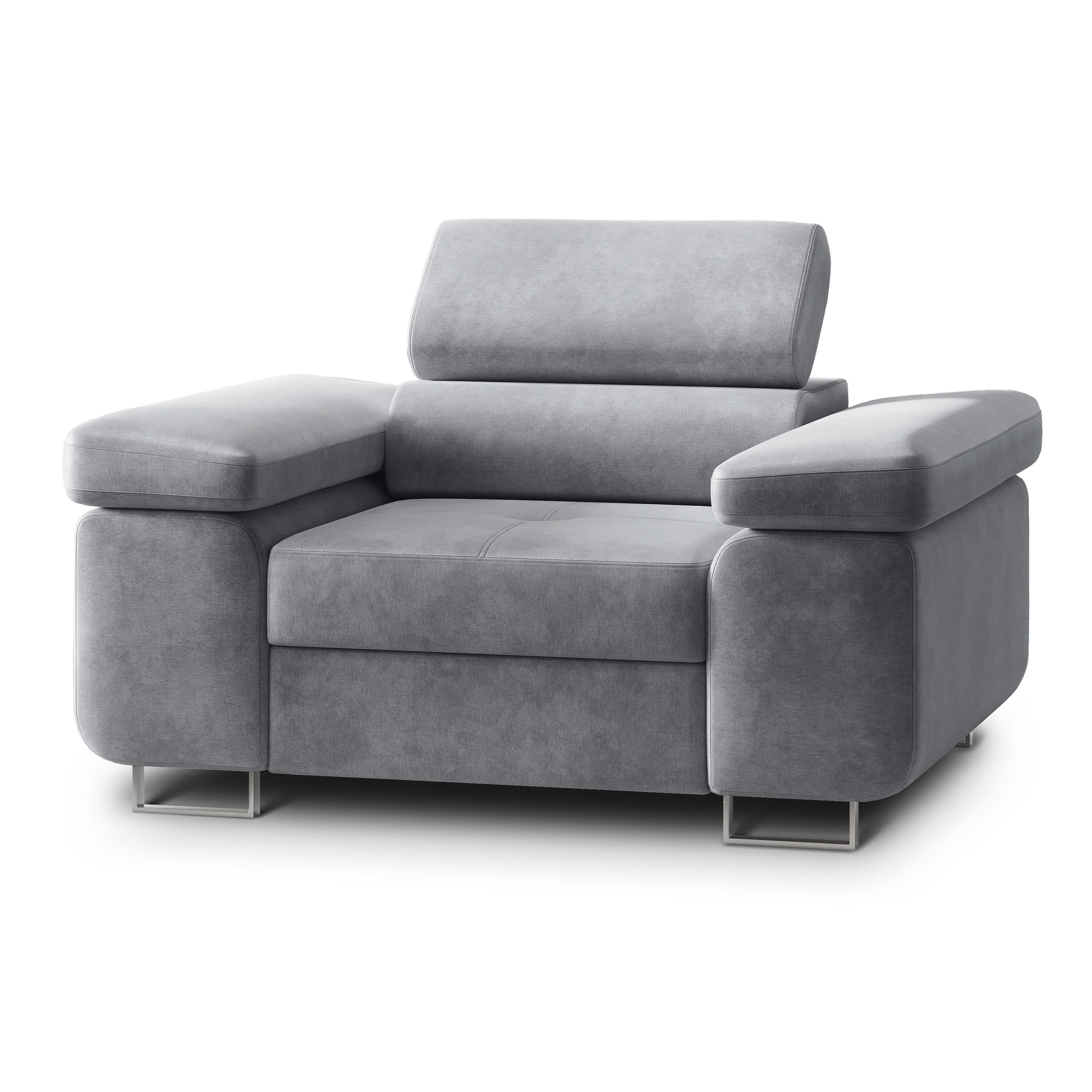SESSEL CALVO Polstersessel Loungesessel ergonomisch, Grau - Grau, Holz/Metall (133/87/98cm) - MASSENO