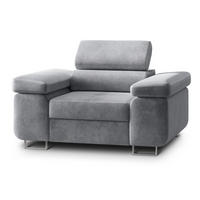 SESSEL CALVO Polstersessel Loungesessel ergonomisch, Grau - Grau, Holz/Metall (133/87/98cm) - MASSENO
