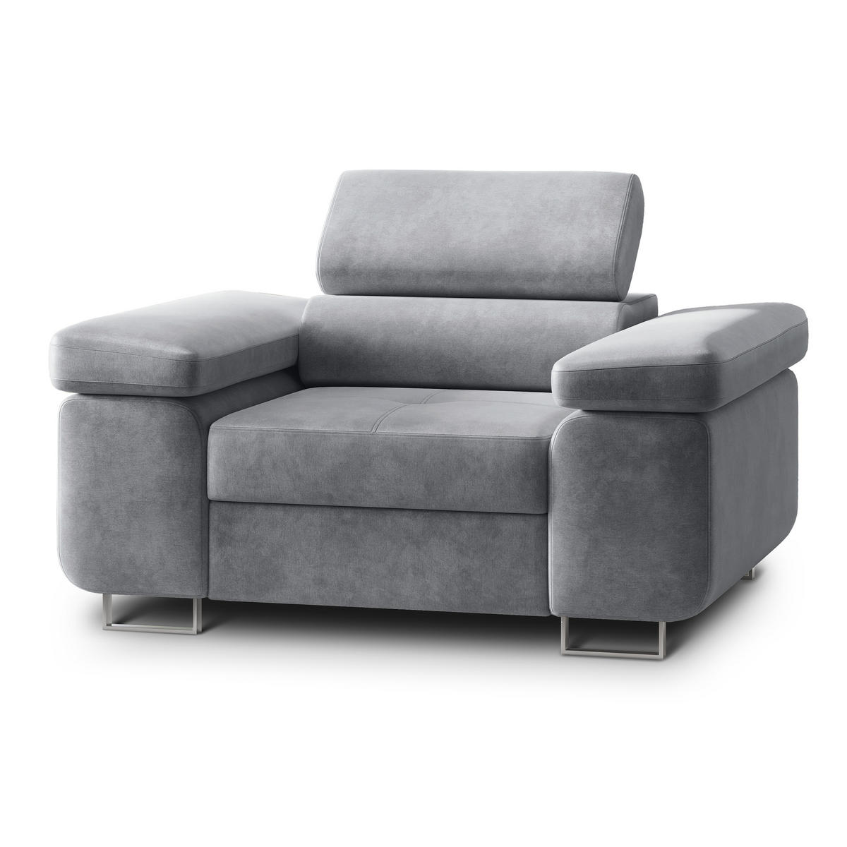 SESSEL CALVO Polstersessel Loungesessel ergonomisch, Grau - Grau, Holz/Metall (133/87/98cm) - MASSENO