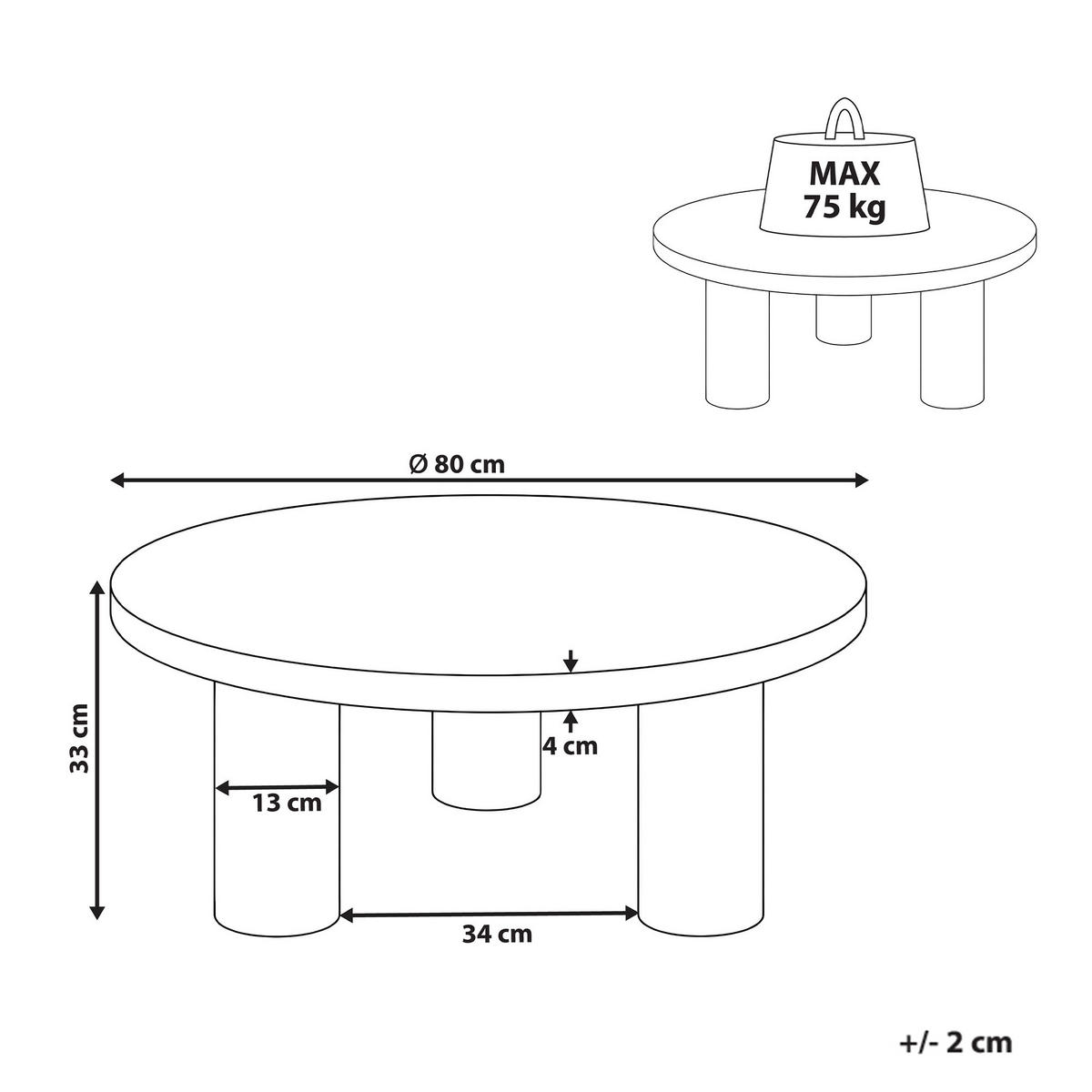 MĂSUȚĂ DE CAFEA DE EXTERIOR 80 cm 80 cm metal bej Vipiteno - bej, metal (80/80/33cm) - Beliani