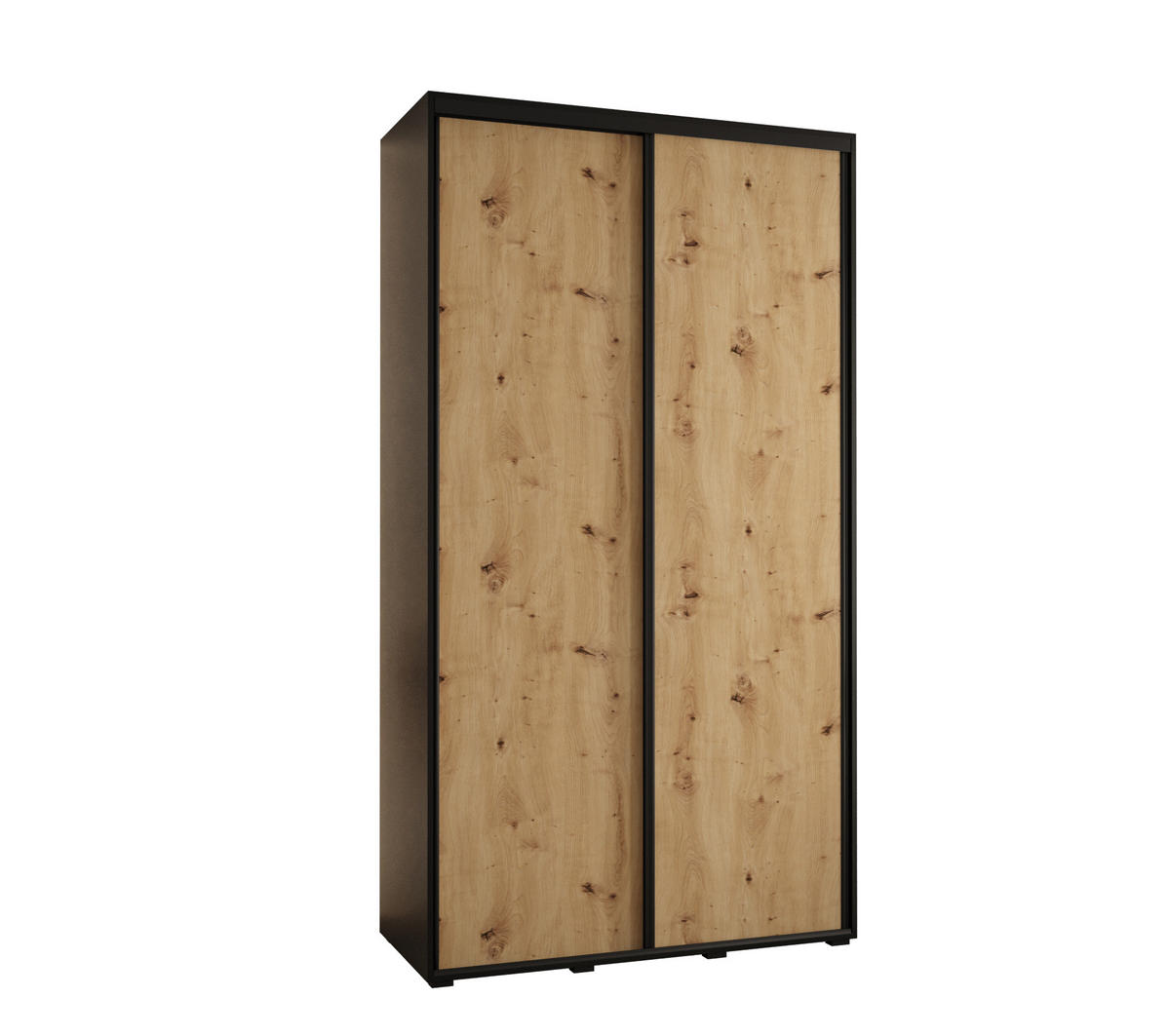 SCHWEBETÜRENSCHRANK 235,2/140/60 2-türig - Schwarz/Eiche Artisan, Holz/Metall (140/235/60cm) - Abiks Möbel