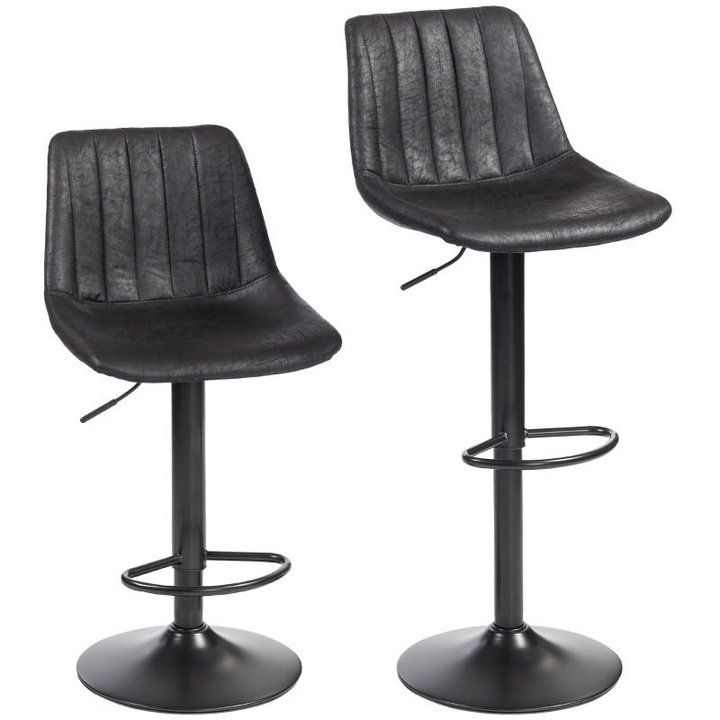 BARHOCKER DE-36070 2er Set mit Mikrofaserbezug Schwarz - Schwarz, Metall (43/110/46.5cm) - ComfortXL