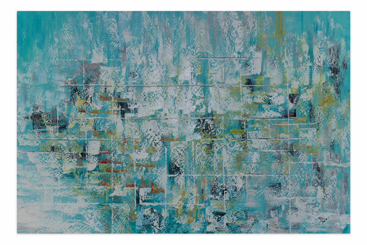 XXL ÖLGEMÄLDE Blau 180/120 cm - Blau/Beige, Holz/Textil (180/120cm) - KUNSTLOFT
