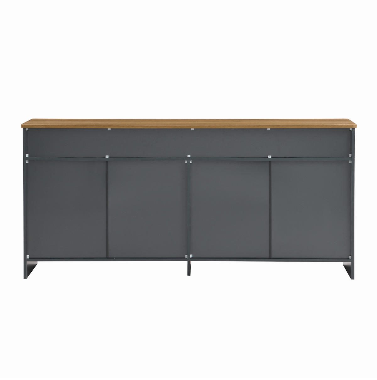 SIDEBOARD 160/37/75 cm in Grauschwarz mit 4 Türen, 3 Schubladen und Ablagefächern - Schwarz, Holzwerkstoff (160/75/37cm) - Flora Grace
