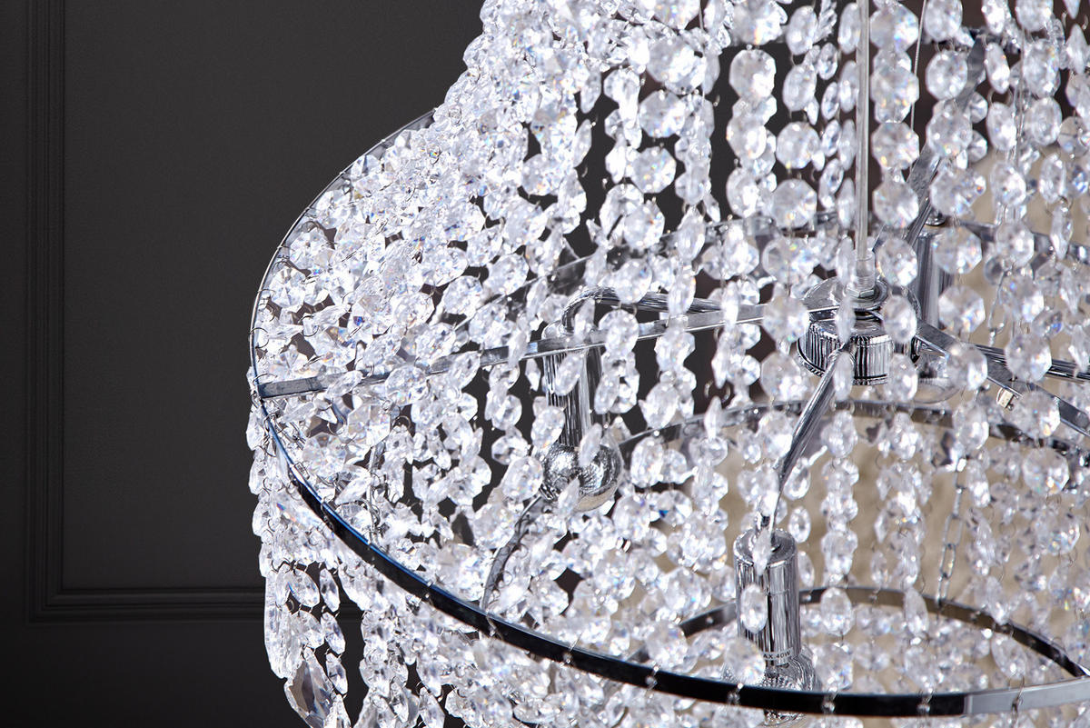 HÄNGELEUCHTE ROYAL XL Kunststoff Transparent 105 cm - Transparent/Silberfarben, Kunststoff/Metall (60/60/105cm) - riess-ambiente