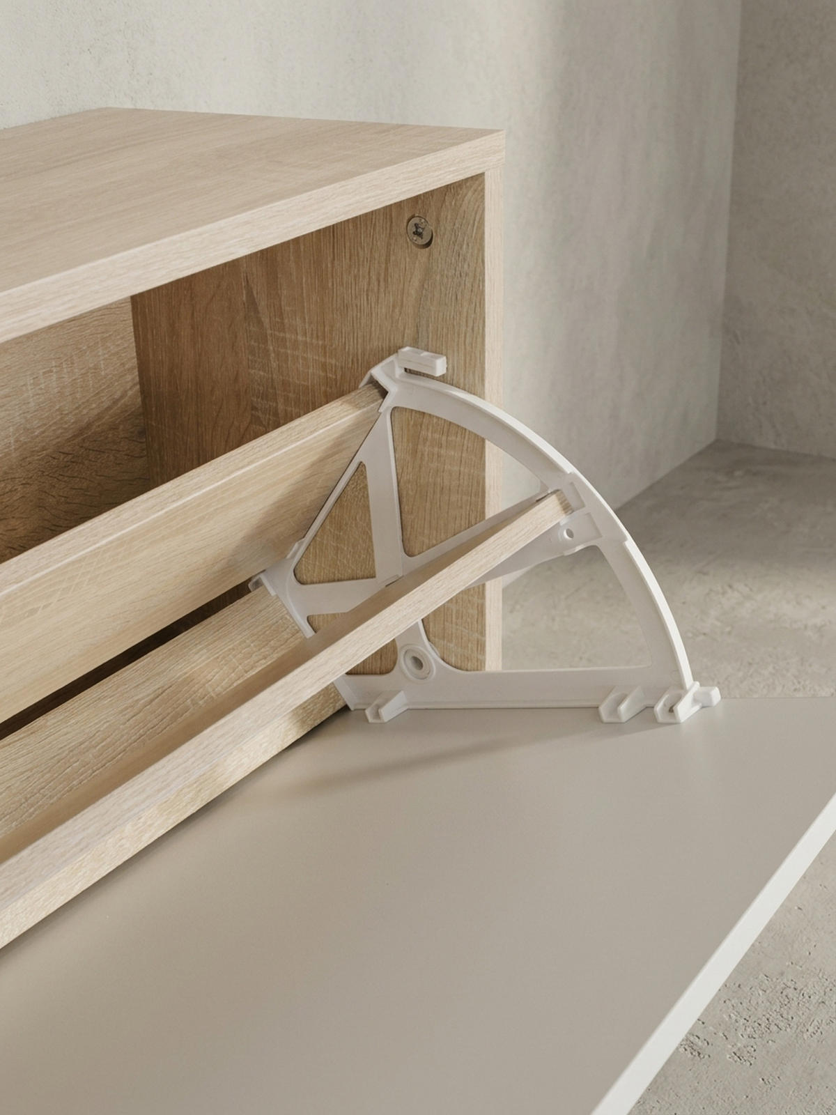 WANDGARDEROBE mit Spiegel, 10 Haken und Platz für 8 Paar Schuhe DELFT, Beige 80x27x180 cm - Beige, Holz (80/180/27cm) - KADIMA DESIGN