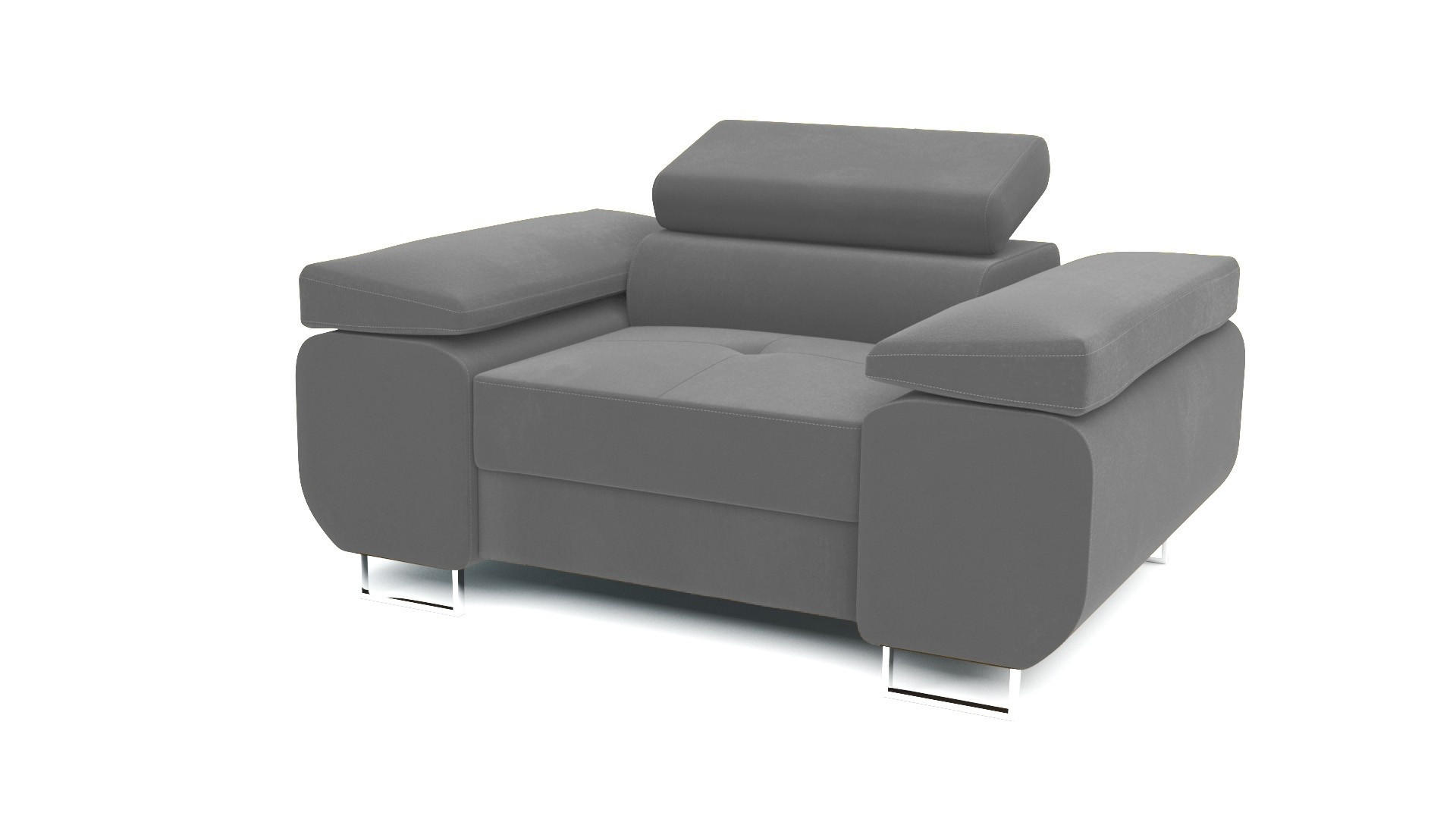 SESSEL WILD mit verstellbare Kopfstütze Velours Dunkelgrau - Chromfarben/Dunkelgrau, Holz/Textil (138/100/101cm) - Muffo