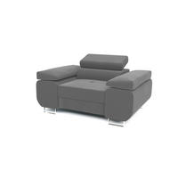 SESSEL WILD mit verstellbare Kopfstütze Velours Dunkelgrau - Chromfarben/Dunkelgrau, Holz/Textil (138/100/101cm) - Muffo