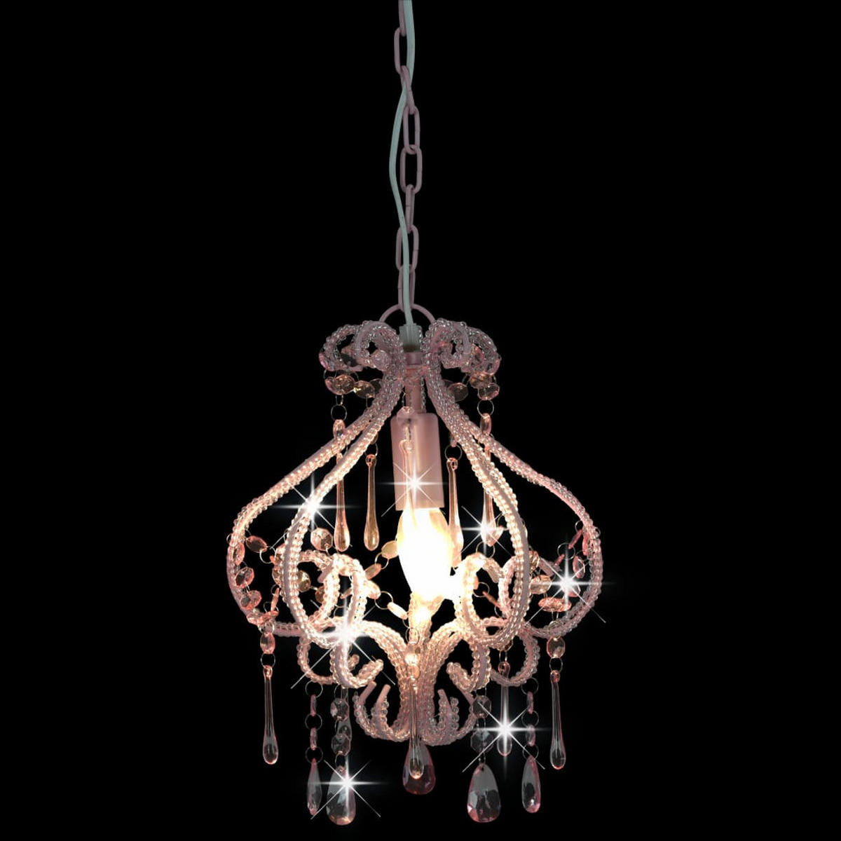 DECKENLEUCHTE Mit Perlen Rosa Rund E14 - Pink, Metall (24/4/32cm) - vidaXL