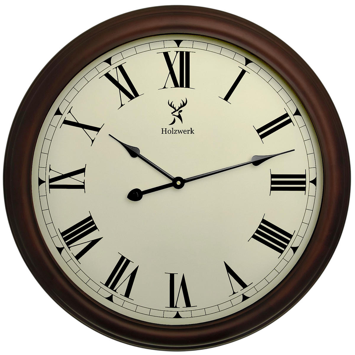 WANDUHR Holz Designer LEBACH Loft Wand Uhr, braun, weiß - Braun, Glas/Holz (60/60/5.5cm) - Holzwerk