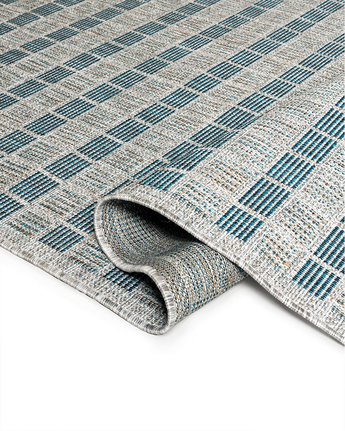 KOBEREC Venkovní Totana Niebla Mazovia 200x300cm Grafitový Modrý Kostkovaný Krátký Vlas - antracitová, textil (200/300cm) - Mazovia