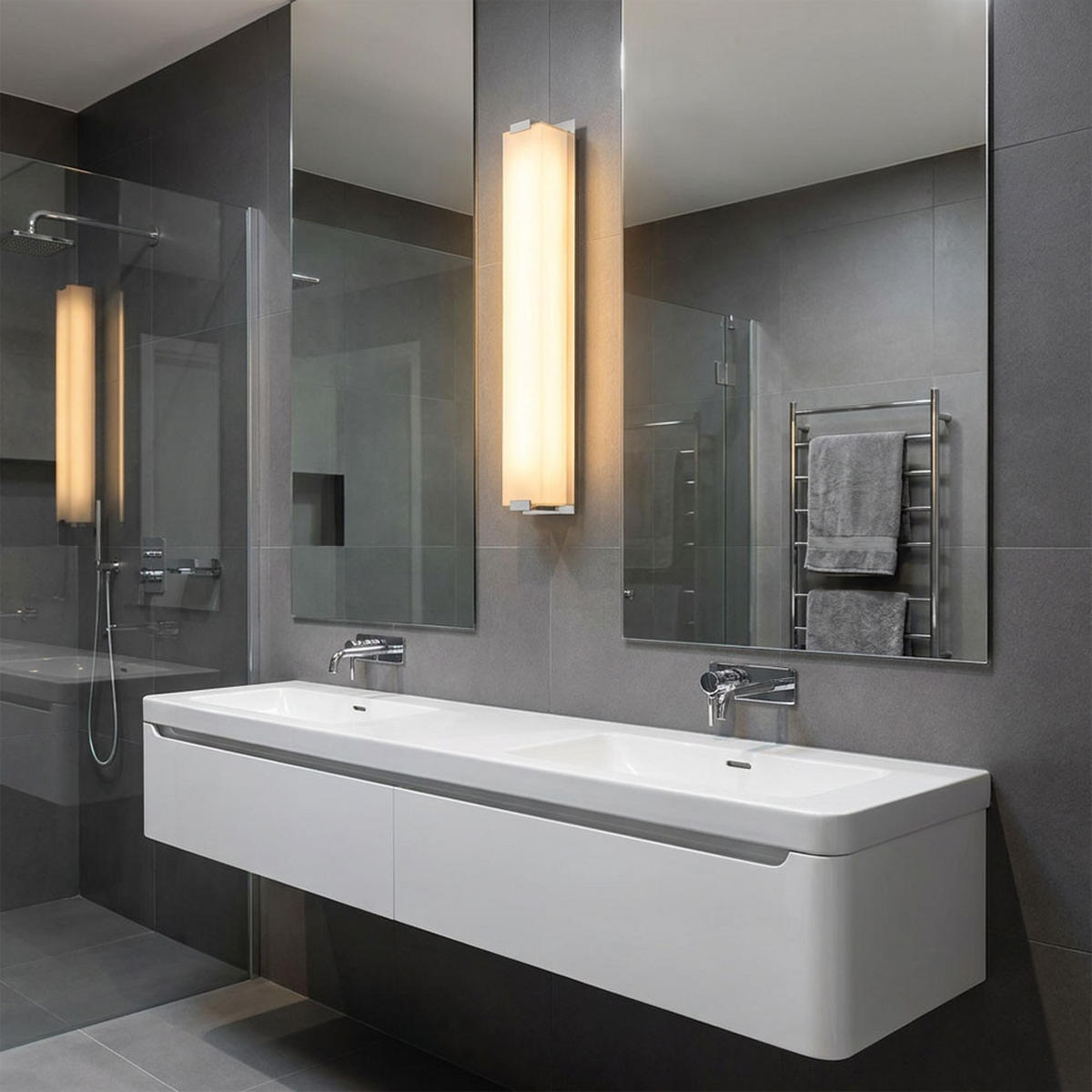 LED WANDLEUCHTE ABRUZZO Glas Silber - Silberfarben, Glas (11/10/61cm) - Globo Lighting