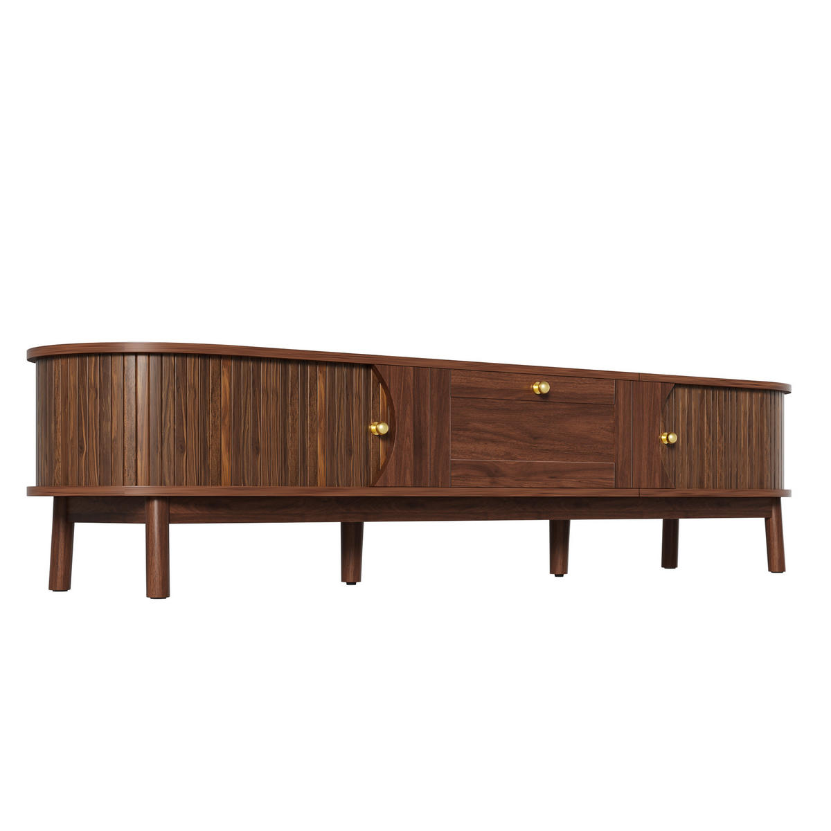 TV-STOLIK in Nussbaum-Optik, Fernsehschrank s Schiebetüren - biela, kompozitné drevo (170/38/40cm) - Urban Meuble